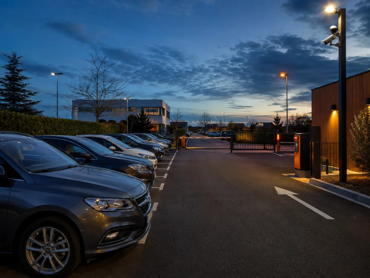 Parking sécurisé Okriba à Mérignac — accès contrôlé et vidéosurveillance